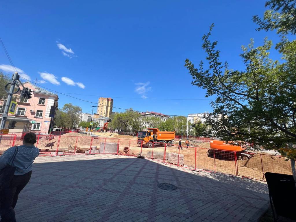 Ленина-Театральная во время ремонта - Благовещенск