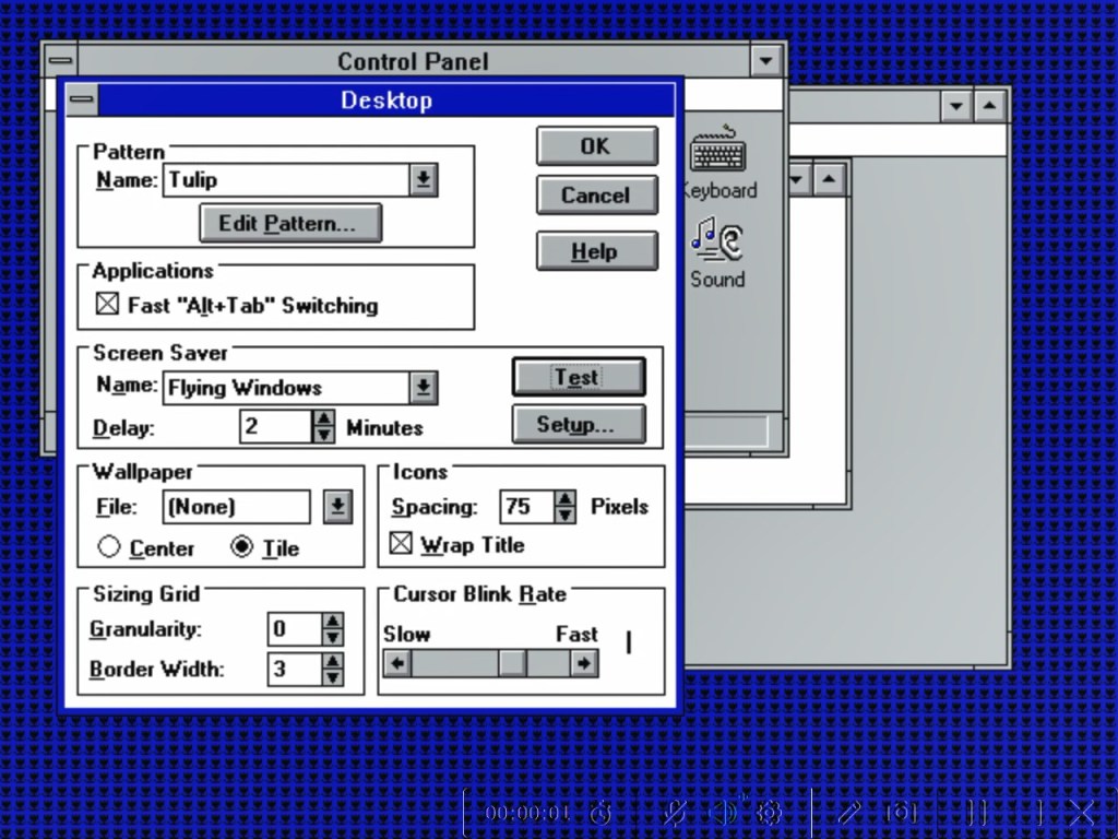 Windows 3.1 - Control Panel - Desktop settings 