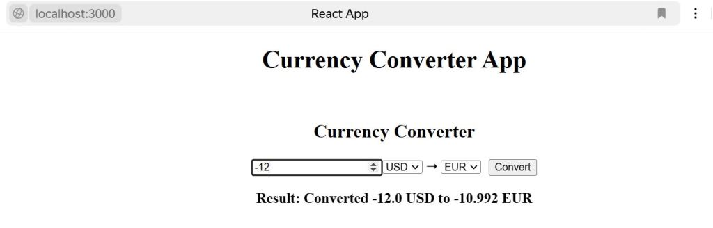 Простой конвертер валют с полем ввода, выбором валюты и кнопкой